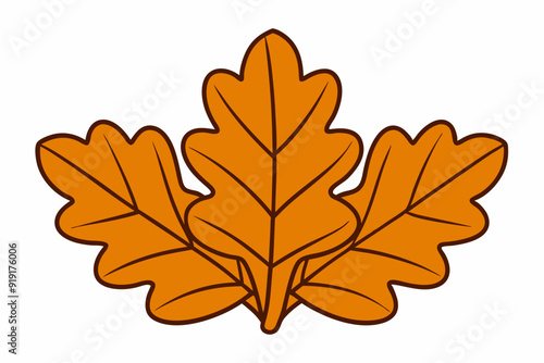 Vector Line Art of Oak Leaves on White Background Detailed Illustration and Clipart Design, Detailed vector line art of oak leaves on white background, perfect for nature themed de