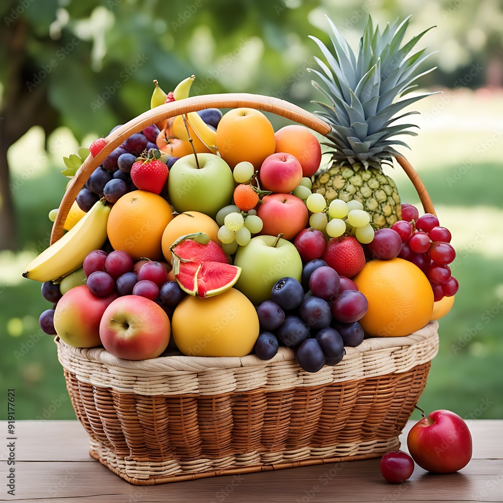 basket of fresh fruits on the table basket of fresh fruits on the table