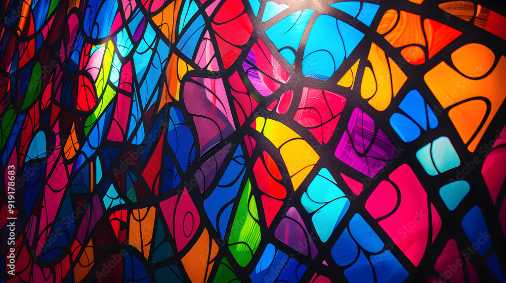 A colorful stained glass window with a rainbow of colors. A colorful stained glass window with a rainbow of colors.