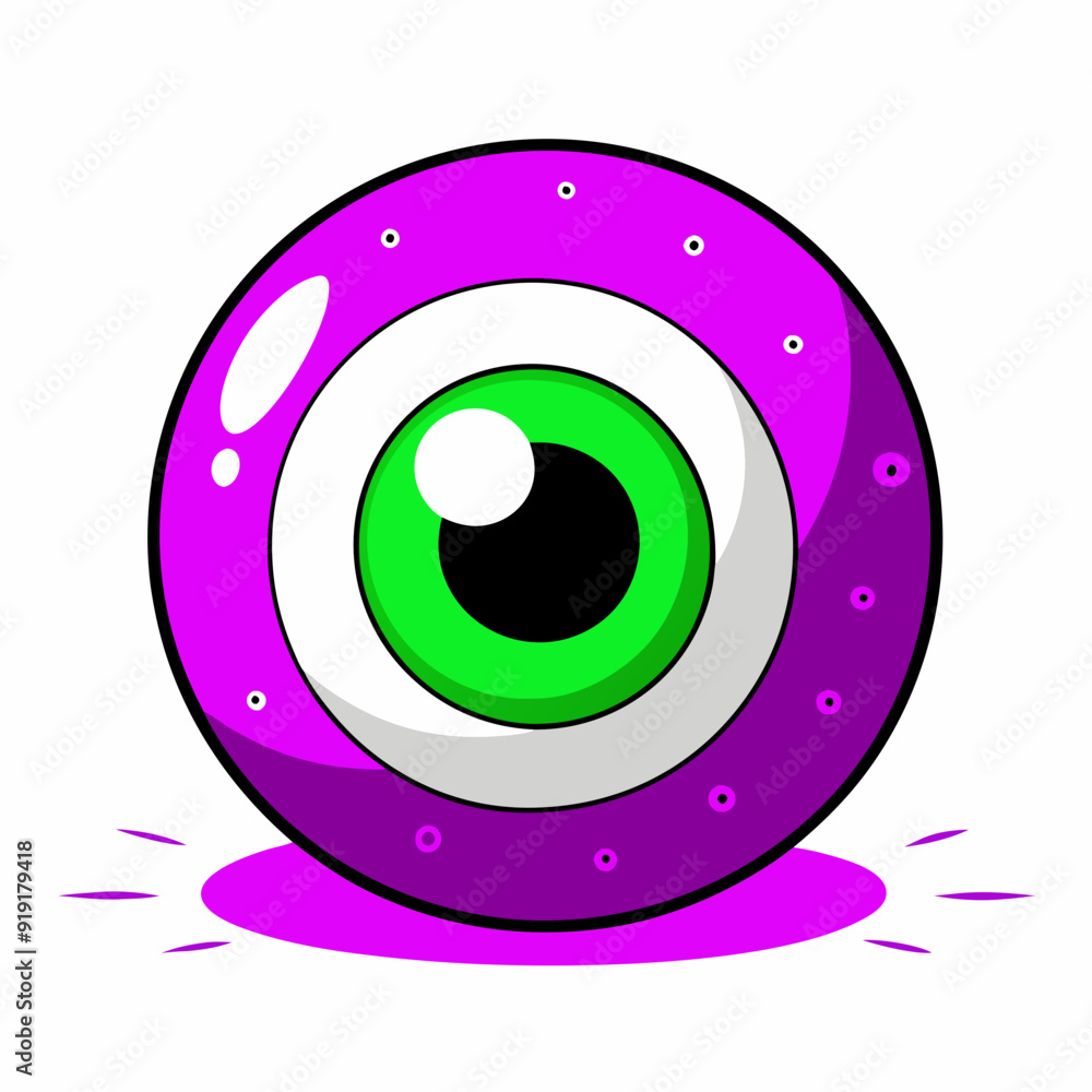 Cartoon Green and Purple Eyeball, Halloween Monster Eye Illustration Cartoon Green and Purple Eyeball, Halloween Monster Eye Illustration