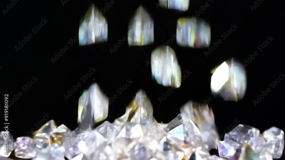 diamonds falling down on black background diamonds falling down on black background