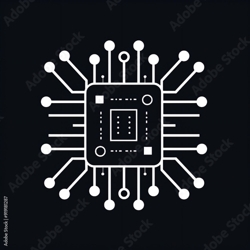 半導体とテクノロジーのイラスト、ベクター素材