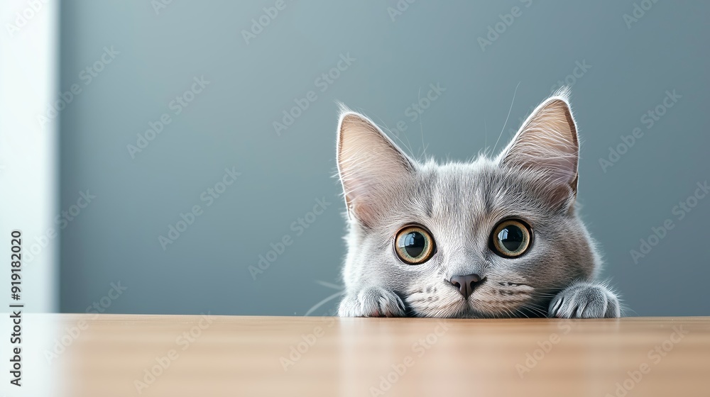 Adorable Gray Kitten Curiously Observing Its Surroundings Adorable Gray Kitten Curiously Observing Its Surroundings