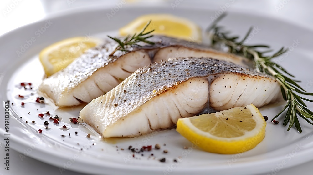 Grilled Fish Fillet with Lemon and Rosemary Grilled Fish Fillet with Lemon and Rosemary