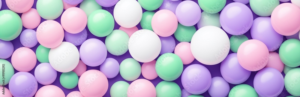 Festive bubbles decoration. Pastel balls pattern. Glossy 3d spheres or marbles backdrop. For banner, top view, flat lay. Celebration, birthday, wedding, baby shower, anniversary, party, women's day. Festive bubbles decoration. Pastel balls pattern. Glossy 3d spheres or marbles backdrop. For banner, top view, flat lay. Celebration, birthday, wedding, baby shower, anniversary, party, women's day.