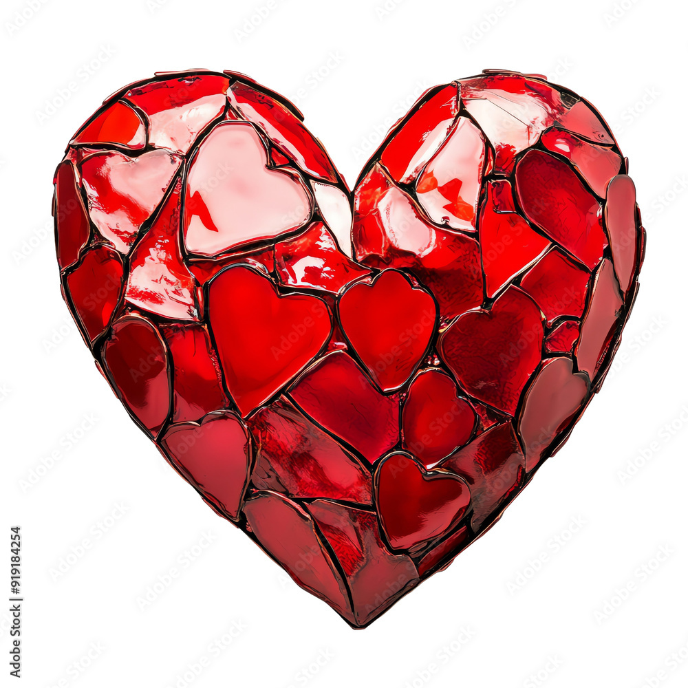 Vibrant mosaic heart symbolizing love and affection, beautifully crafted with red glass pieces. Vibrant mosaic heart symbolizing love and affection, beautifully crafted with red glass pieces.