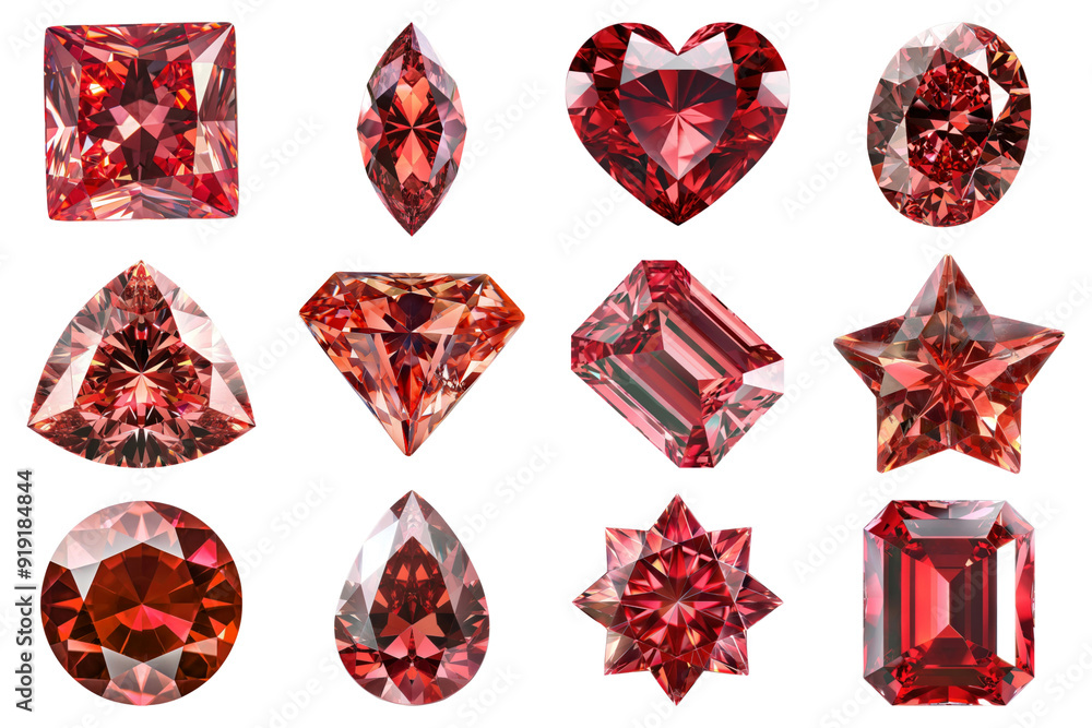 PNG red diamond element set, transparent background PNG red diamond element set, transparent background