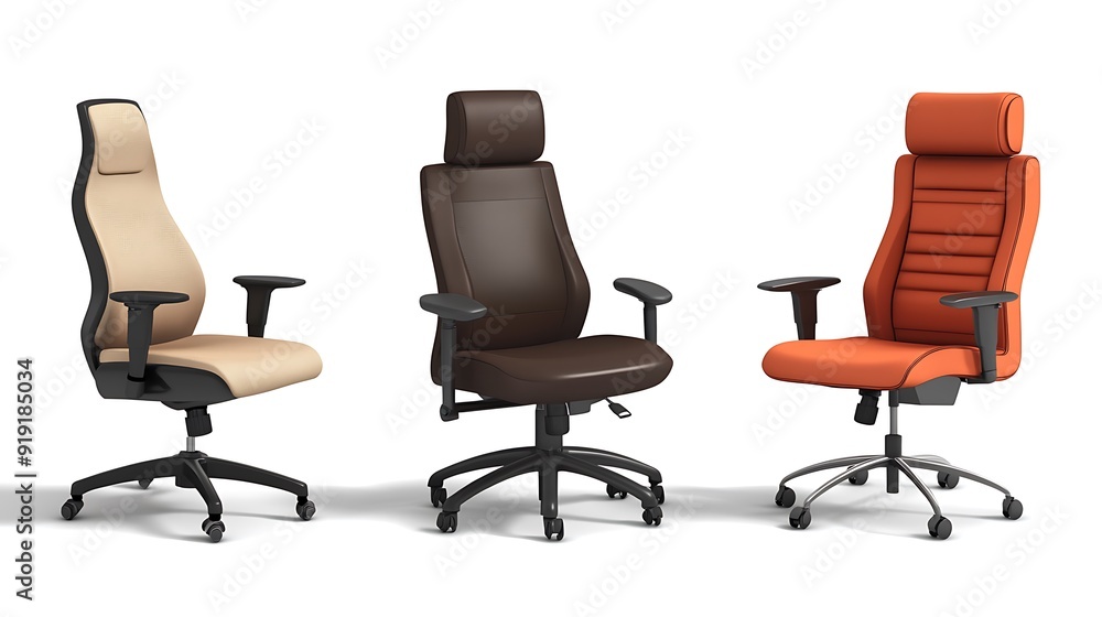 Three Modern Office Chairs in Different Colors Three Modern Office Chairs in Different Colors