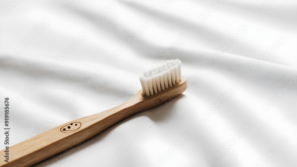 ِ bamboo toothbrush, soft bristles, placed on a white background. ِ bamboo toothbrush, soft bristles, placed on a white background.