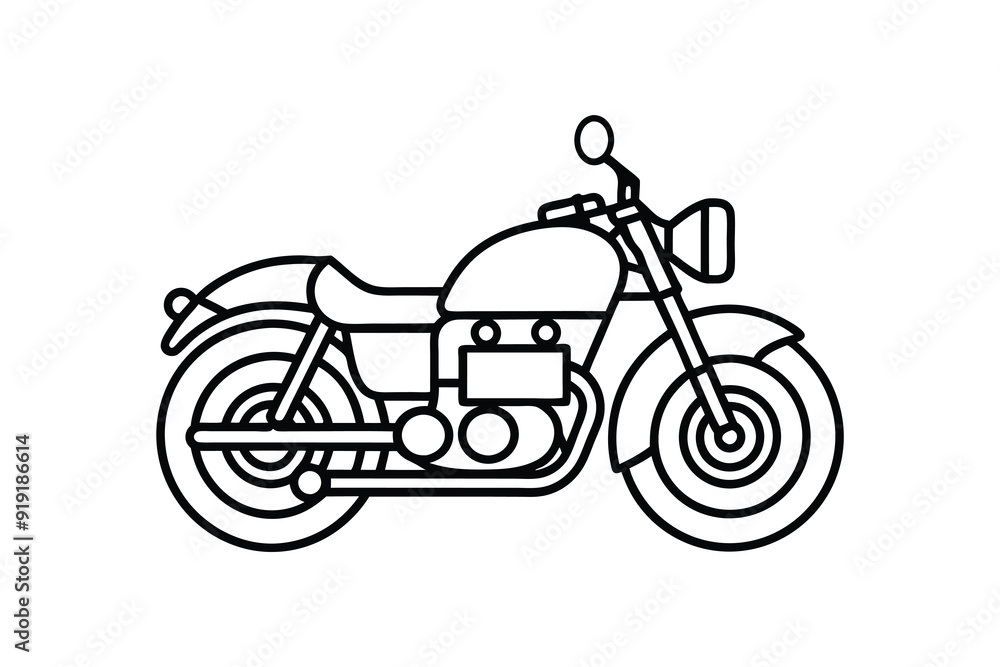 Fototapeta premium Motorcycle Line Art Illustration Background