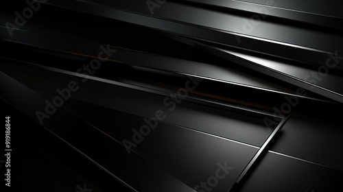 Abstract black geometric background with diagonal lines and shadows.