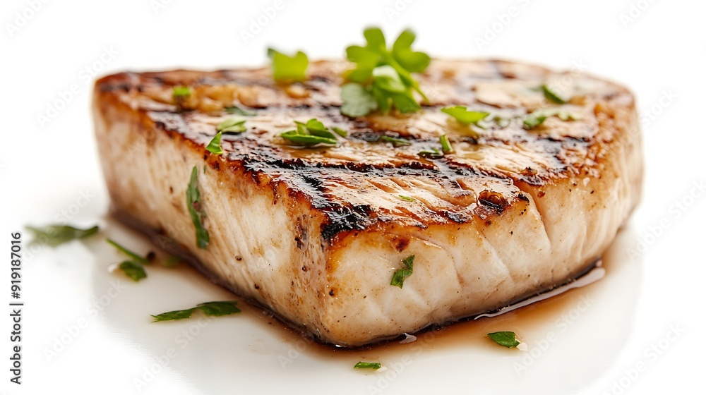 Grilled Fish Fillet with Parsley Garnish Grilled Fish Fillet with Parsley Garnish
