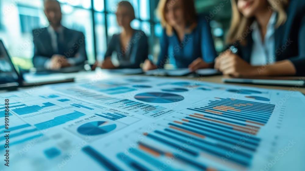 Financial team presenting a detailed forecast model to a group of investors using digital projections, collaborative finance, forecast presentation Financial team presenting a detailed forecast model to a group of investors using digital projections, collaborative finance, forecast presentation