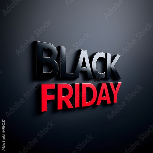 Black friday sale inscription gold letters on a black background, horizontal banner, design template. Copy space, creative background. 3D illustration, 3D design.