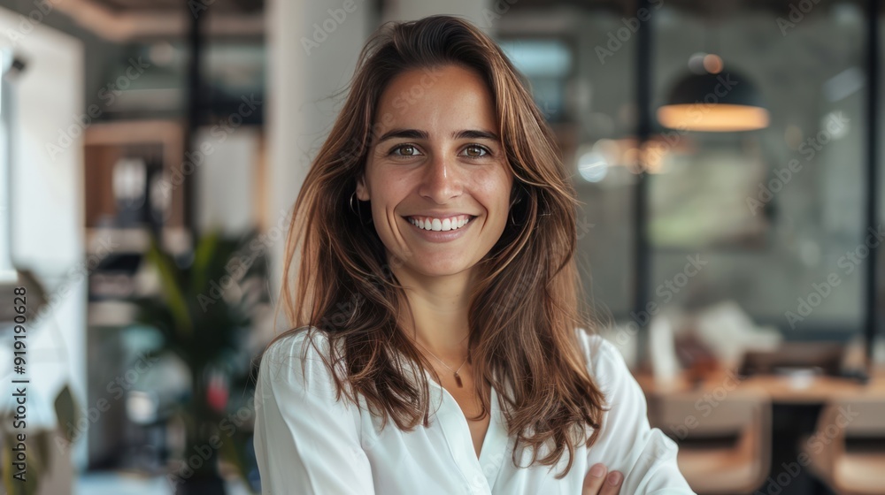 Portrait of a Smiling Woman in a White Shirt Portrait of a Smiling Woman in a White Shirt