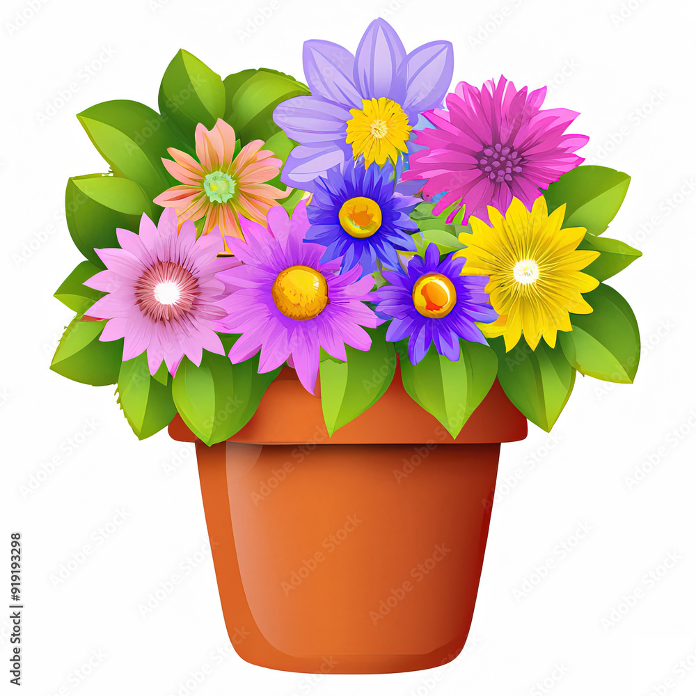 flowerpot with blooming flowers flowerpot with blooming flowers