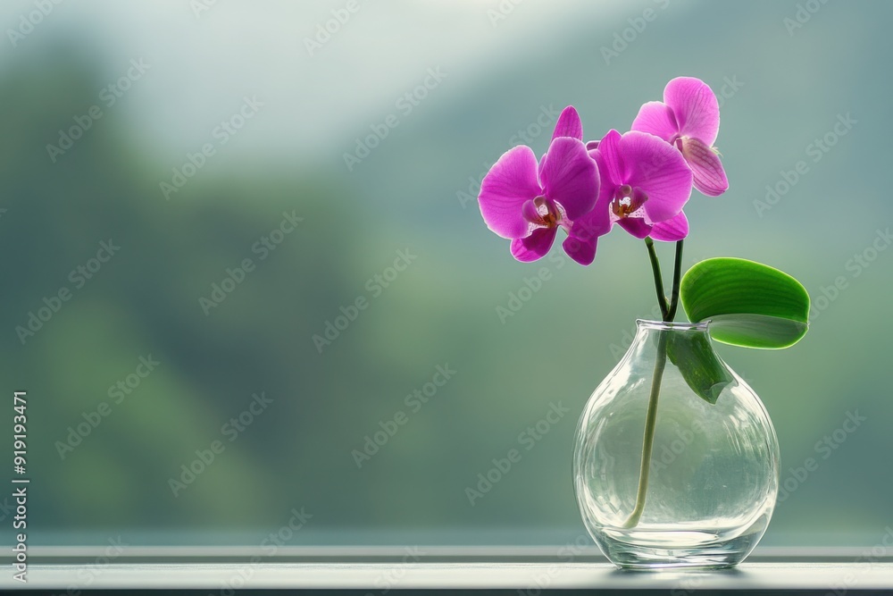 orkid in the vase with copy space.Soft light with nature background. orkid in the vase with copy space.Soft light with nature background.