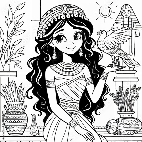 Egyptian princess children coloring page