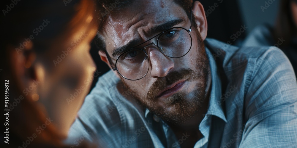 Close-up Portrait of a Man with a Serious Expression