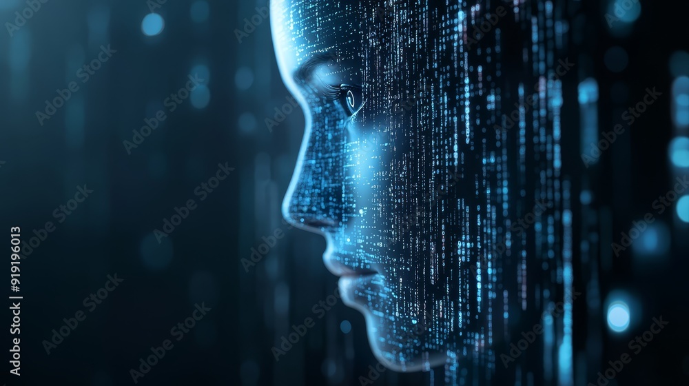 Futuristic AI Concept with Digital Face
