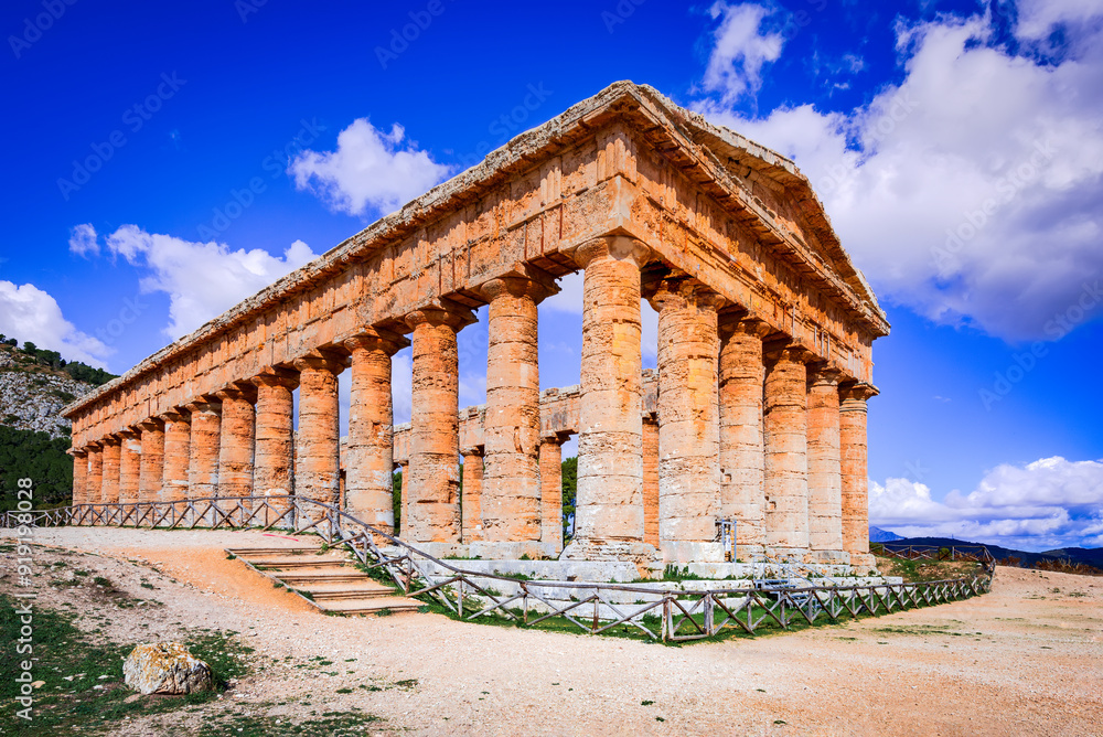 Sicily, Italy. Saegesta, greek doric temple of ancient Magna Graecia