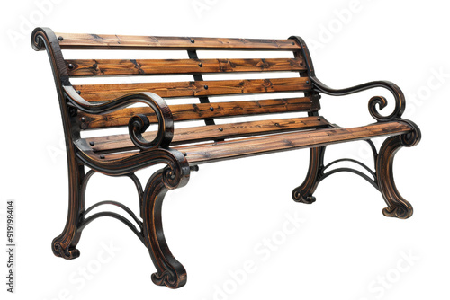 Ornate Wooden Garden Bench photo