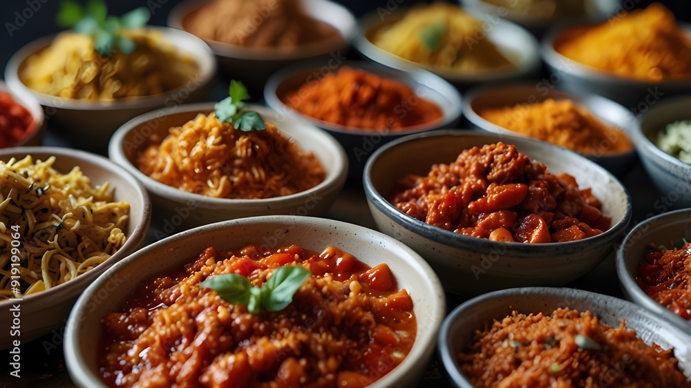 A fiery feast awaits you as you enter a world of spicy food. From flaming hot peppers to mouth-watering curries, describe the vibrant colors and textures of this flavorful cuisine. A fiery feast awaits you as you enter a world of spicy food. From flaming hot peppers to mouth-watering curries, describe the vibrant colors and textures of this flavorful cuisine.