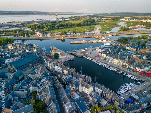 Photography Aerial View Over Honfleur, Calvados, Normandy, France