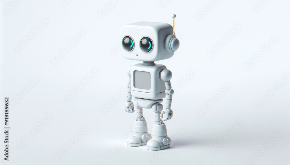 3D funny robot cartoon on white background 3D funny robot cartoon on white background