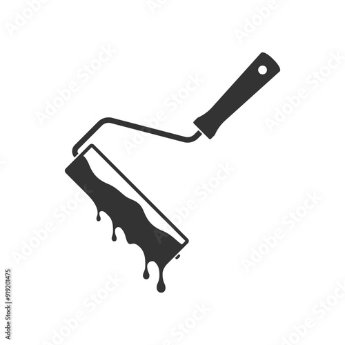 Paint roller graphic icon. Roller sign isolated on white background. Painter work tool symbol. Vector illustration