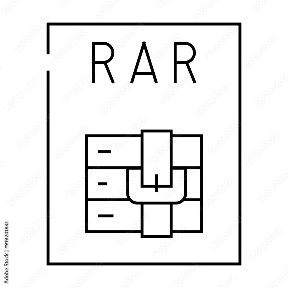 rar file format document line icon vector. rar file format document sign. isolated contour symbol black illustration rar file format document line icon vector. rar file format document sign. isolated contour symbol black illustration