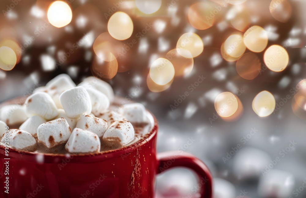 Cozy Hot Chocolate With Marshmallows in a Winter Setting Cozy Hot Chocolate With Marshmallows in a Winter Setting