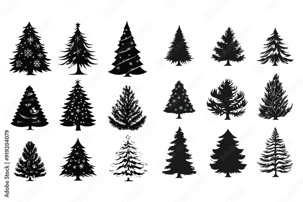 Fototapeta premium Christmas tree vector silhouette 