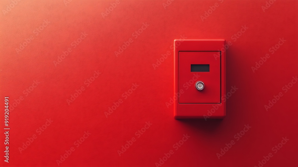 Red Fire Alarm Box on a Red Wall Red Fire Alarm Box on a Red Wall
