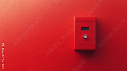 Red Fire Alarm Box on a Red Wall