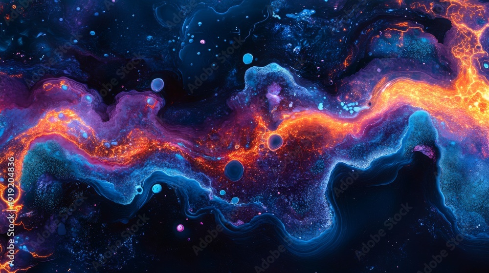 Fototapeta premium Abstract Nebula with Swirling Colors and Glowing Spots
