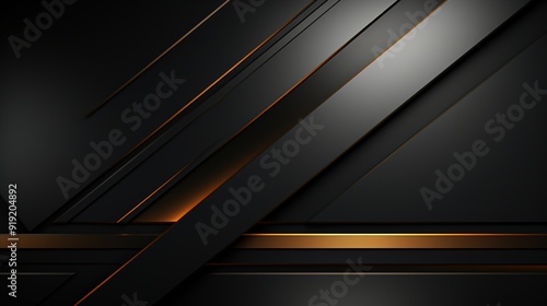 Abstract black and gold geometric background with stripes.