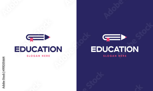 Educational Book and pencil logo design, Educational institute logo design.