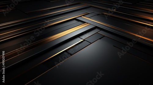 Abstract black and gold geometric pattern.