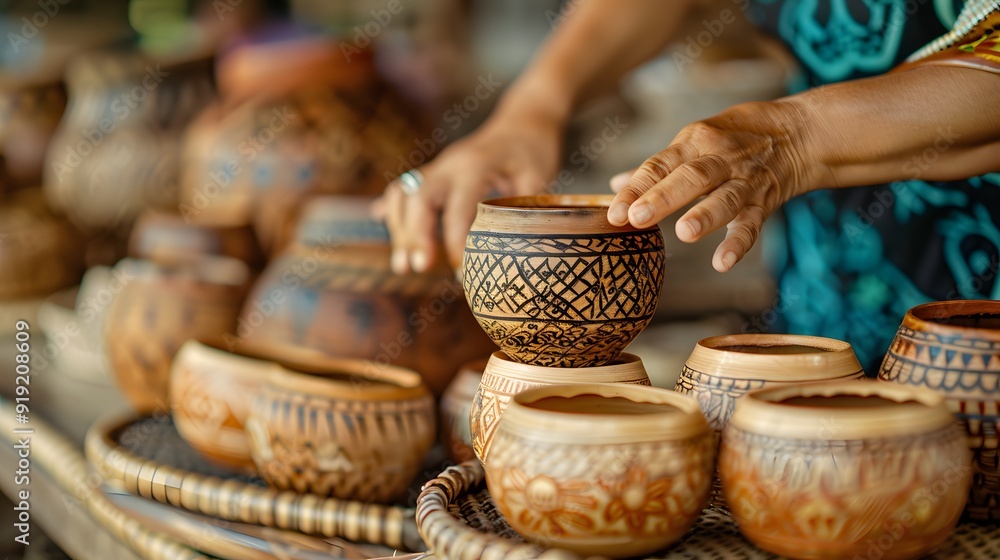 E-commerce site promoting global artisan products, close-up of handcrafted items and cultural backgrounds E-commerce site promoting global artisan products, close-up of handcrafted items and cultural backgrounds