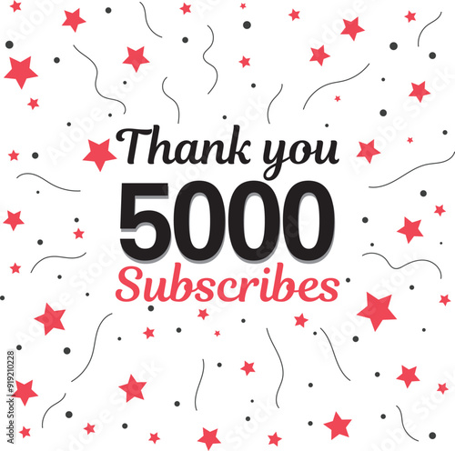 5000 subscribers, followers. Thank you for 5k subscribers, followers on social media. 5000 subscribers thank you, celebration banner for thanks