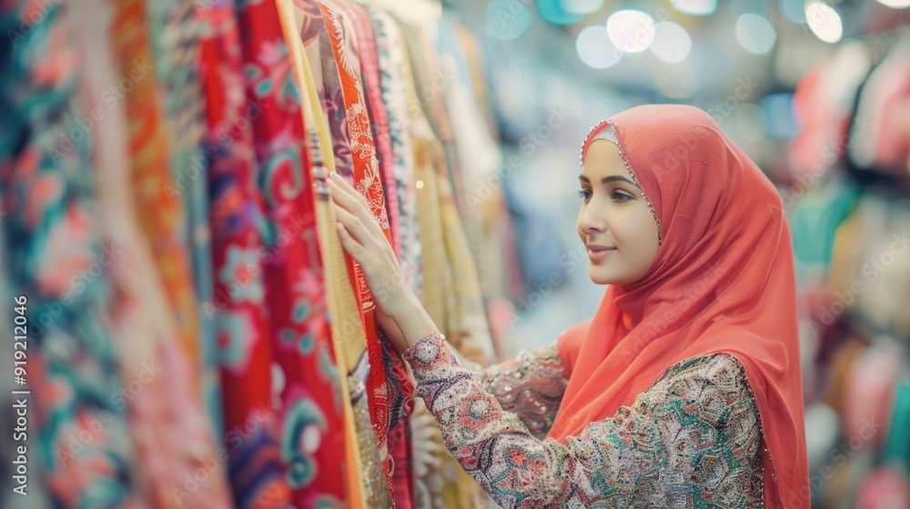 Fototapeta premium asian muslim woman shopping new clothes