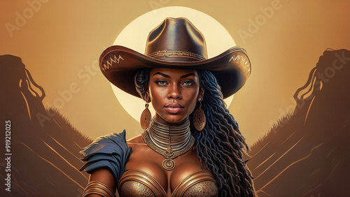 Fashionable African-American cowgirl