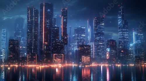 Wallpaper Mural Cyberpunk Cityscape with Neon Lights Torontodigital.ca