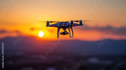 Drone Flying at Sunset