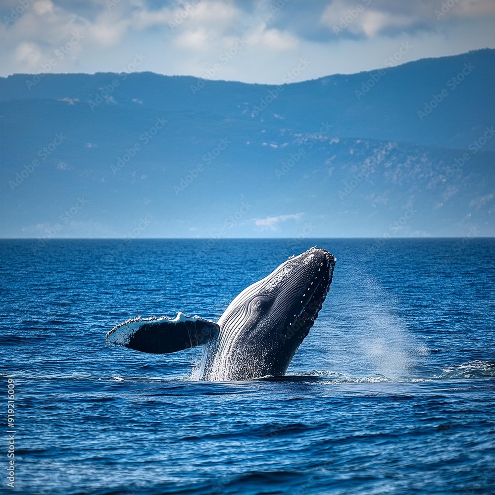 Fototapeta premium whale in the sea, AI generated