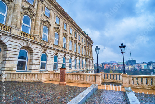 View terrace in Buda Castle on Buda residential neighborhood, Budapest, Hungary photo