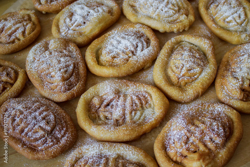 Fototapeta Mongolian National Bakery Boov with Ornament Close-up