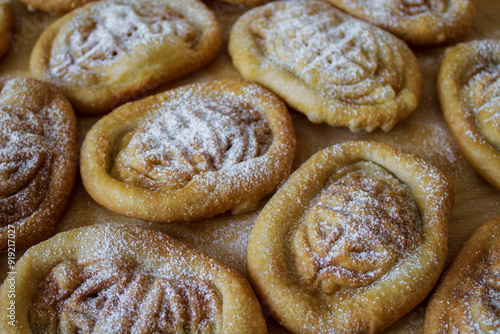 Fototapeta Mongolian National Bakery Boov with Ornament Close-up