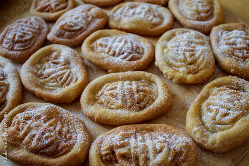 Obraz na plátně Mongolian National Bakery Boov with Ornament Close-up